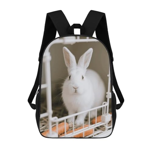 Rabbit in The Cage Backpack - Durable 600D Polyester, 17 Inch Backpack with Ergonomic Adjustable Straps, Lightweight Travel Bag for Men & Women
