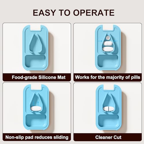 Image of Pill Cutter | Pill Splitter for Small or Large Pills | Design in The USA| Cuts Vitamins |- Adjustable Splitter+ V-Shape Holder & Detachable Pad, Easy to Clean, Safe for Seniors, Kids, Pets-gray