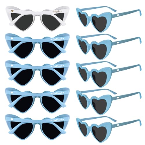 LotsBuyLots 10 Pairs Bachelorette Sunglasses Vintage Heart Bridesmaid Sunglasses for Wedding Favors Bridal Shower Supplies