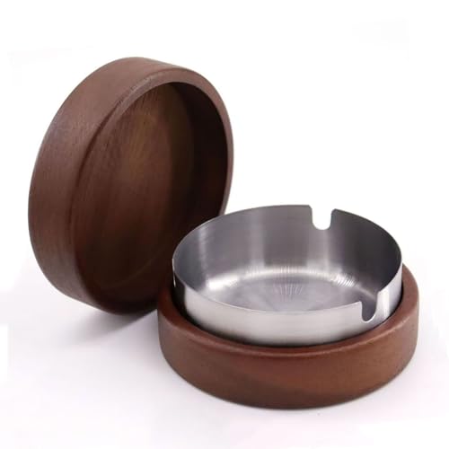 1 PCS Ashtrays With Lid Smell Proof Indoor And Outdoor Ashtray For Cigarettes Wooden Ashtrays With Stainless Steel Insert 9.2 * 3.3cm Wizard Ashtray For Home Office Parties