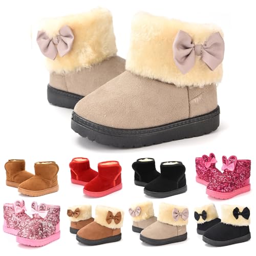 Fashion Winter Bowknot Platform Boots Kids Ankle Boots Toddler Kids Wool Lined Slippers Girls Boys Outdoor Warm Indoor Home Anti Slip Trendy Mini Boots