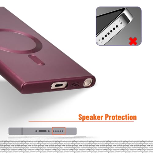 Image of Yetagso Magnetic for Samsung Galaxy S23 Ultra Case,Soft Silicone Slim Fit Anti-Scratch Phone Case Cover with Camera Protection,Compatible with MagSafe,Burgundy