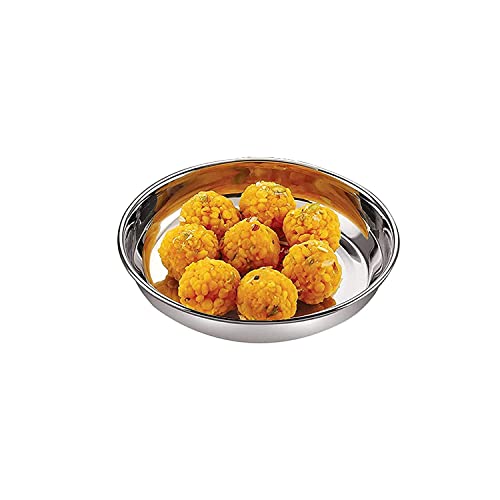 Image of HAZEL Stainless Steel Plates Set for Serving Ice Cream | Small Steel Plates for Snacks | Breakfast Plates, 150 ML, Set of 1