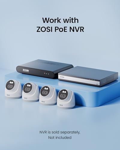 Image of ZOSI 4MP 2.5K PoE Add-On Security Camera Outdoor, 1440p Surveillance IP Camera for Home Security, 100ft Night Vision, AI Human Vehicle Detection, Two-Way Audio, Works with Our PoE NVR Only