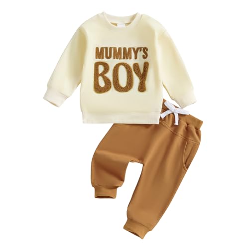 Himllauen Conjunto de 2 piezas de sudadera y pantalones de manga larga para bebé y niño, unisex, para otoño e invierno, beige, 3-6 meses