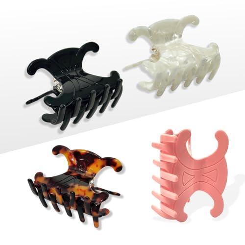 Acetate Hair Claw Clips 4-Pack - Medium-Sized Butterfly Clips with Secure Hold for Updos Premium Durable Hair Clips (2.76 x 1.66 Inch)