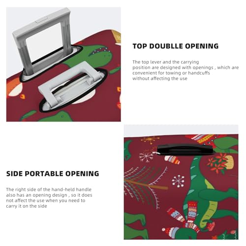 Dinosaur Christmas Happy New Year Luggage Cover Washable Elasticated Luggage Covers for Suitcase tsa Approved Stylish Dust and Scratch Resistant Luggage Case Protector for Kids and Adults -4