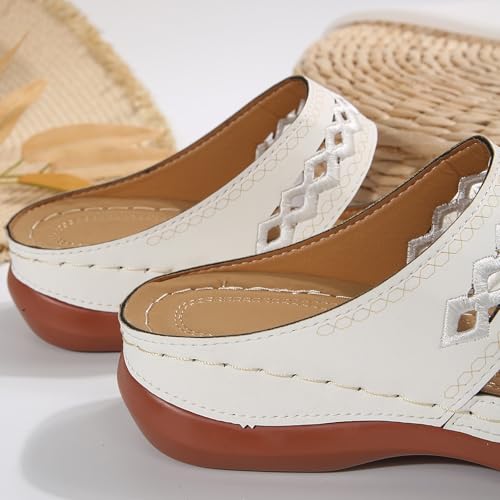 Women's Premium PU Cover Slip-On Sandals, Summer Orthopedic Sandals with Arch Support, Comfy Open Toe Non-slip Wedge Beach Sandal4