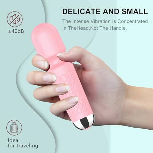 Image of Personal Back Massager - Handheld Waterproof & Rechargeable Massager - 20 Speeds 8 Patterns Vibration Massage - Perfect for Travel Relaxation, Relieves Back, Legs Muscles (Pink)