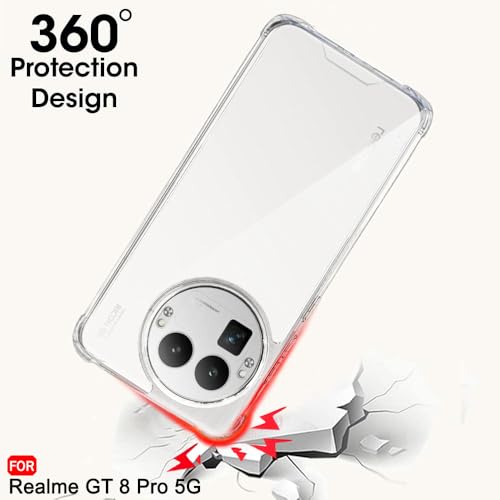 Image of TheGiftKart Crystal Clear Back Cover Case for Realme GT 8 Pro 5G | 360 Degree Protection | Shock Proof Design | Transparent Back Cover Case for Realme GT 8 Pro 5G (PC & TPU, Transparent Bumper)