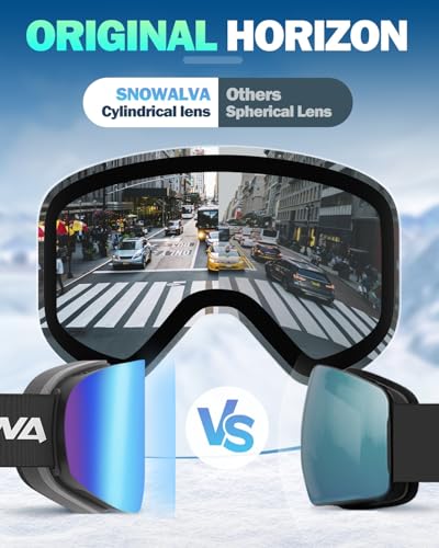 Ski Goggles, Interchangeable Snowboard Goggles with 2 UV400 Magnet Ski Lenses for Men & Women