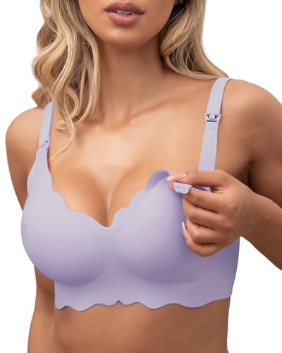Image of As Fairy Nursing Bras for Breastfeeding Wavy Seamless Comfort Maternity Bralette Wireless Pregnancy Sleep Bra with Support