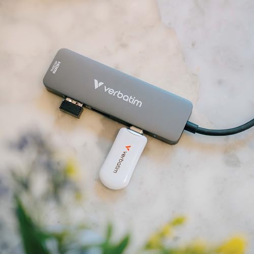 Image of Verbatim USB-C Essentials Multiport Hub - 4 Ports: (1) USB-A 2.0, (1) USB-A 3.0 /3.2 Gen 1, (1) USB-C 3.0 /3.2 Gen 1 with 4K HDMI and Up to 100W Power Delivery