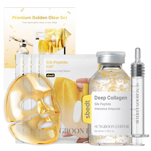 Image of SUNGBOON EDITOR Golden Glow Set, Silk Peptide Ampoule & Gold Mask, 24K Gold