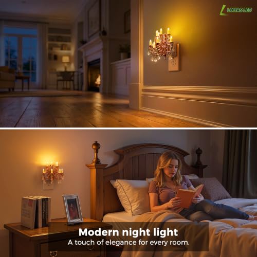 Image of L LOHAS LED Night Lights Plug into Wall,2 Pack,Crystal Chandelier Candle