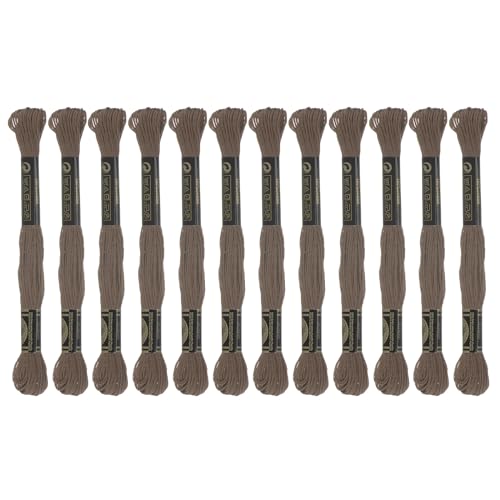 Image of HARFINGTON 12 Skeins Embroidery Floss 8.75yds(8m) Egyptian Long-Staple Cotton Cross Stitch Thread for Sewing DIY Bracelet Yarn String and Crafts, Light Brown(6008)