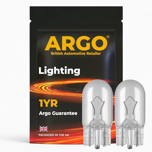 Argo 501 Bulbs W5W 12V 5W Number Plate Light Car Bulbs Long Lasting Bright Clear W5W Bulb Halogen Side Light Bulb Car Interior Light Bulbs 501 Bulb - Pack of 2
