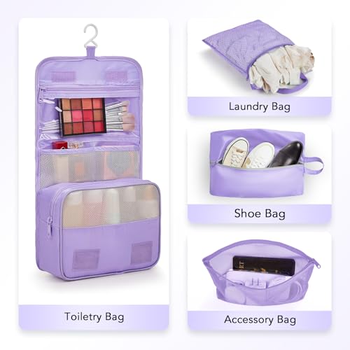 Image of OlarHike 10 Set Compression Packing Cubes for Travel Essentials,Compressible Expandable Space Saver Bags for Organizing Clothes,Luggage Garment Bags with Over 1000 pcs Mesh Holes(Light Purple)