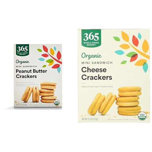 Image of 365 by Whole Foods Market Organic Mini Sandwich Crackers Bundle - Peanut Butter and Cheese Varieties, 7.5 Ounce (2-Pack)