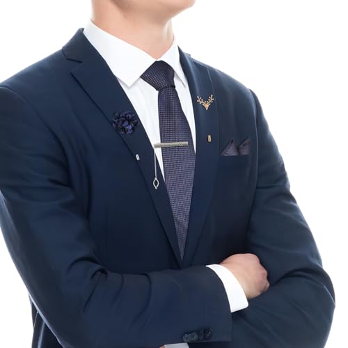 Set de corbata y pañuelo para hombre BESTonZON con pin y clip miniatura 1