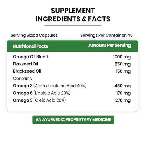 Image of Vlado's Himalayan Organics Omega 3 6 9-2000mg /Serving I Vegetarian Omega 3 I Source from Flax Seed I Support Muscle,Bone,Heart & Skin - No Fish Burps Oil Used Capsules for Men & Women- 90 Capsules