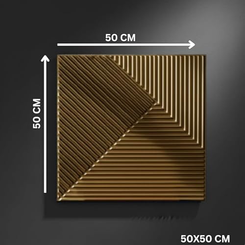 Image of Kayra Decor 3D PVC Wall Panels | Fluted Design - Golden Color | 19.7 inch x 19.7 inch (Pack of 40) - Covers 107.60 Sq. Ft | Premium Home & Office Wall Decoration