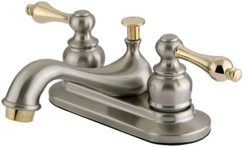 Elements of Design EB609AL Chicago 4" Centerset Lavatory Faucet with Retail Pop-Up, 4-1/2" in Spout Reach, Brushed Nickel/Polished Brass