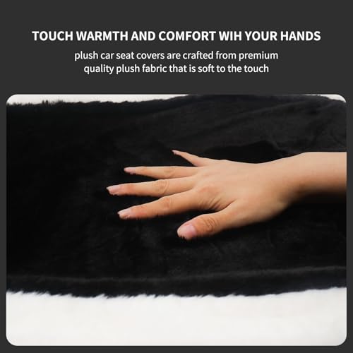 Image of Cute Plush Car Seat Cover Full Set for Cars, Trucks, Suvs, and Vans; Car Chair Cover and Car Accessories for Women, Including Car Seat Cushions,11-Piece Set