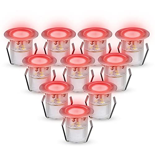 Mirrorstone Red Pack Of 10 X Neodeck Ip67 Led Decking Lights, 30Mm Decking-Plinth-Stair 10 X 0.6W