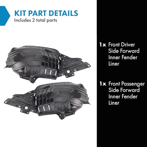 Image of TRQ Front Driver and Passenger Side Forward Inner Fender Liner Set Compatible with 2006-2009 Nissan 350Z