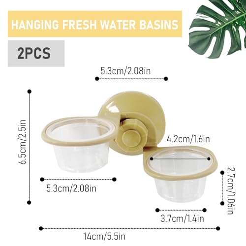 dellyy Reptile Feeder, 2PCS 2 in 1 Reptilien Wasserschale + Feeder mit Saugnapf, Double Feeding Cup Kleiner Gecko Futtertassen Für Reptilien, Insekten, Gecko Futter