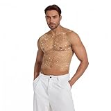 Le haut de filet à strass pailletés pour hommes est respirant, confortable à porter et non restrictif.