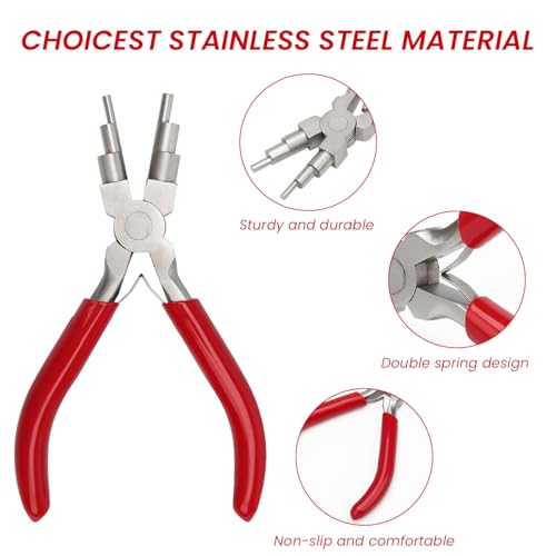 Image of HASTHIP 6 inch Jewelry Pliers - Carbon Steel Round Nose Needle Nose Pliers For 3-10mm Rings DIY Wire Looper Jewelry Bail Pliers Jewelry Making Tools, Rubberized Handle Comfort Grip