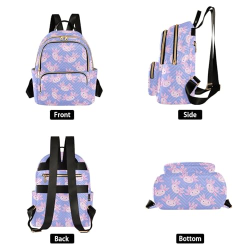 Image of Mini Backpack Cute Axolotl Salamander Fashion Backpack Purse for Women,Handbag Shoulder Bag Casual Daypack, Ladies Gift for College Work(S)