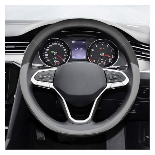 ZIMISI 14.5'-15' Car Steering Wheel Cover, Microfiber Leather Breathable Wheel Cover, Anti-Slip Lining Steering Wheel Covers, Car Accessories Interior Decoration for Women Men (Grey)