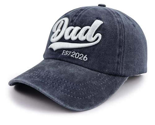 Image of 2PCS Mom and Dad EST 2026 Hat, 3D Embroidered Adjustable New Parents Gifts Baseball Cap
