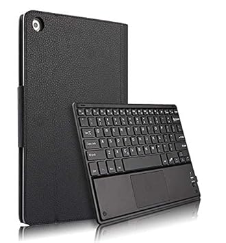 HOM Detachable Wireless Bluetooth Keyboard with Mouse/Trackpad Tablet Cover Case for Samsung Galaxy Tab S5e 10.5 inch Tablet (SM-T720/T725) 2019 - Black