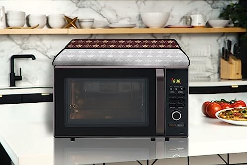 Image of The Furnishing Tree PVC Waterproof Microwave Oven Cover Compatible for Morphy Richards 25 L Convection 25 CG with 200 ACM Floral Pattern Brown