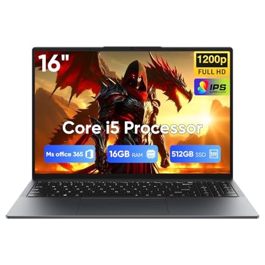 Ordenador portátil 16" Gamer-Core i5-8210Y (hasta 3,6 GHz), 16 GB RAM,512GB SSD,Win 11 Pro,MS Office 365 incluidos,Pantalla FHD 1920x1200 16:10,Teclado retroiluminado,Wi-FI.BT5.0,USB-A,HDMI,RJ45