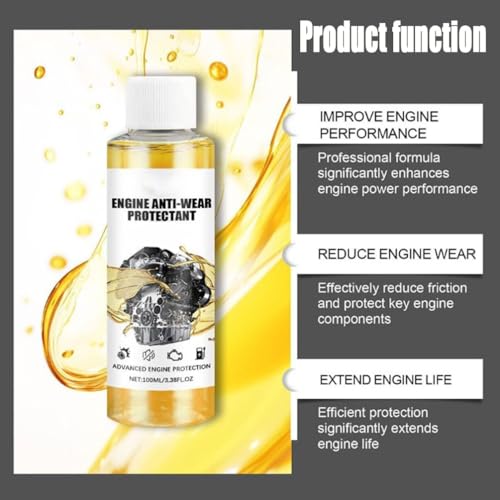 Funymiss Anti-Friction Engine Performance Additive,Noise Reduction and Shaking Cure,Anti-Wear Engine Treatment Oil Additive,Highly Effective Engine Anti-Wear Protectant (2PCS)