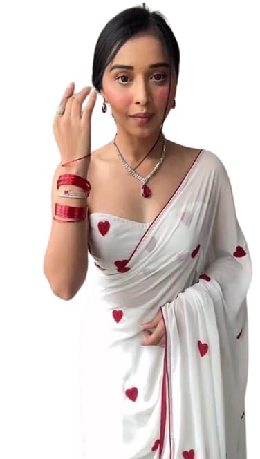 Khunshi creationWomen's Ready To Wear, Dyed Chiffon Saree With Unstitched Blouse (RHC-803)