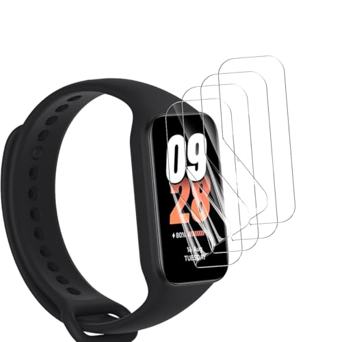 Jaavkkma 4 Piezas Protector Pantalla Flexible para Huawei Band 8, HD Transparente/Anti Arañazos/Cobertura Completa, Película Protectora para Huawei Band 8   Película TPU Suave