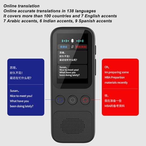 Language Translator Device, S80 Two Way Translator in 138 Languages, 2.0 Inch Touchscreen, AI Voice Translator Supports Real Time Online Offline Translation and Recording