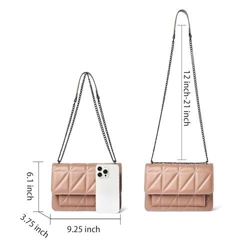 DORIS&JACKY Quilted Shoulder Bag For Women Soft Designer Crossbody Flap Purse With Chain Strap4