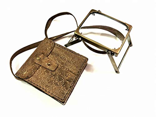 CH (Calvin Handicrafts) Vintage Rectangular Brass Magnifying Glass in Leather Case Desk Decor CH (Calvin Handicrafts) Vintage Rectangular Brass Magnifying Glass in Leather Case Desk Decor