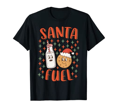 Santa Claus Fuel Festive Funny Christmas Milk And Cookies Camiseta