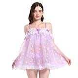 Composant : robe, culotte Femmes Sissy Maid Robe en organdi bouffante avec marguerites pour travestissement (XXL) Violet