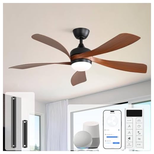 Sofucor 52" Smart Ceiling Fan, Indoor/Outdoor Ceiling Fans with Lights and Remote, Compatible with Alexa/Google/App, 3-Color Light 6-Speed Timing Reversible DC Motor for Bedroom Living Room Patio