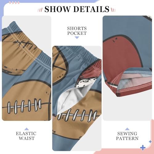 ZZXXB Retro Footballs Boys Long Pants Soft Trousers Elastic Waist Kids Lounge Bottoms with Pockets S-XL4