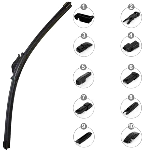 AUTOZOCO Escobilla limpiaparabrisas multi adaptador, Escobilla coche, limpiaparabrisas delantero, compatible con la mayoría de vehículos, Fácil instalación, Incluye 10 adaptadores, Longitud 37.5 cm